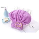 Natty Records Hair Wet Wrap Light Purple Microfibre Quick Hair Drying Bath Towel Spa Bowknot Wrap Towel Cap Bathroom Accessories Bonnets For Women Designer Shower Cap