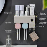 Natty Records home and garden BAISPO Home Bathroom Accessories Wall Mount Rack Toothbrush Holder Automatic Toothpaste Dispenser Holder Fit Bathroom Products