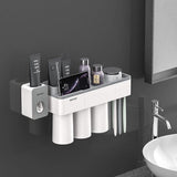 Natty Records Store 0 Gray 3 Cups Set / China BAISPO Magnetic Adsorption Toothbrush Holder Inverted Cup Wall Mount Bathroom Cleanser Storage Rack Bathroom Accessories Set