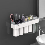 Natty Records Store 0 Gray 4 Cups / China BAISPO Magnetic Adsorption Toothbrush Holder Inverted Cup Wall Mount Bathroom Cleanser Storage Rack Bathroom Accessories Set