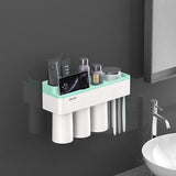 Natty Records Store 0 Green 3 Cups / China BAISPO Magnetic Adsorption Toothbrush Holder Inverted Cup Wall Mount Bathroom Cleanser Storage Rack Bathroom Accessories Set