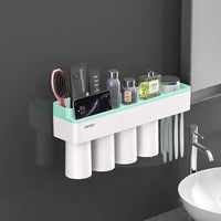 Natty Records Store 0 Green 4 Cups / China BAISPO Magnetic Adsorption Toothbrush Holder Inverted Cup Wall Mount Bathroom Cleanser Storage Rack Bathroom Accessories Set