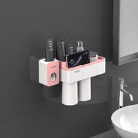 Natty Records Store 0 Pink 2 Cups Set / China BAISPO Magnetic Adsorption Toothbrush Holder Inverted Cup Wall Mount Bathroom Cleanser Storage Rack Bathroom Accessories Set
