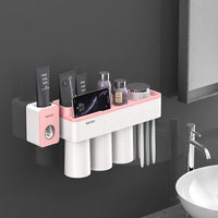 Natty Records Store 0 Pink 3 Cups Set / China BAISPO Magnetic Adsorption Toothbrush Holder Inverted Cup Wall Mount Bathroom Cleanser Storage Rack Bathroom Accessories Set