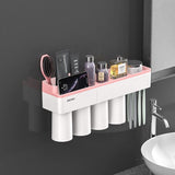 Natty Records Store 0 Pink 4 Cups / China BAISPO Magnetic Adsorption Toothbrush Holder Inverted Cup Wall Mount Bathroom Cleanser Storage Rack Bathroom Accessories Set