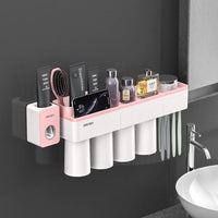 Natty Records Store 0 Pink 4 Cups Set / China BAISPO Magnetic Adsorption Toothbrush Holder Inverted Cup Wall Mount Bathroom Cleanser Storage Rack Bathroom Accessories Set