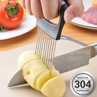 Natty Records Store 0 Stainless Steel Onion Needle Onion Fork Vegetables Fruit Slicer Meat Tenderer Tomato Cutter Knife Onion Chop Fruit Cutter Slicer