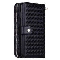 Natty Records Store Cellphone Case Black Zipper Leather Cover Multi-function Mobile Phone Case