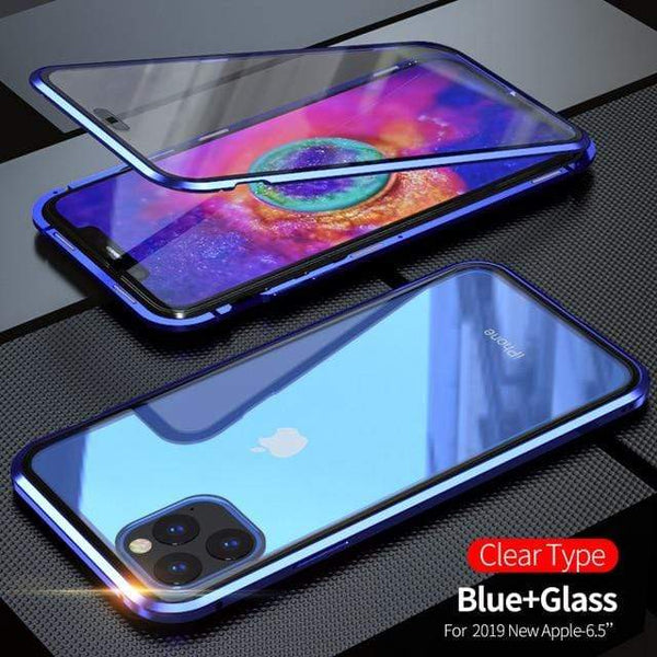 Natty Records Store Cellphone Cases For Iphone X XS / Blue Magnetic Case for iPhone 360 Tempered Glass