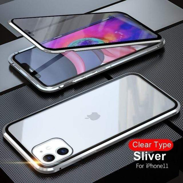 Natty Records Store Cellphone Cases For Iphone X XS / Sliver Magnetic Case for iPhone 360 Tempered Glass