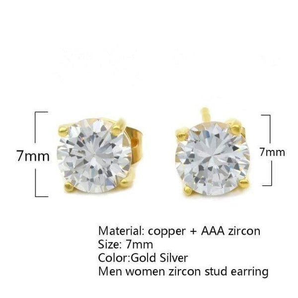 Natty Records Store Earrings gold color / United States Cubic Zircon Stud Earrings