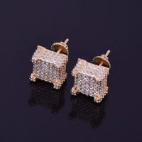Natty Records Store Earrings Iced Bling CZ Square Stud Earrings