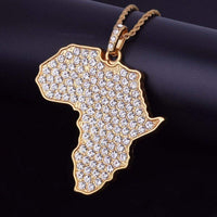 Natty Records Store Jewelry Rhinestone Africa-shaped Map Necklace