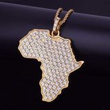 Natty Records Store Jewelry Rhinestone Africa-shaped Map Necklace