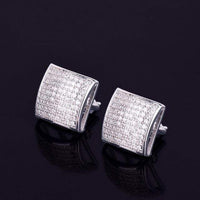 Natty Records Store Jewelry Silver color / United States Square CZ Studded Earrings
