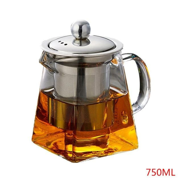 Natty Records Store Kitchen Accessories 750ml High Temperature Resistance Glass Teapot with Infuser
