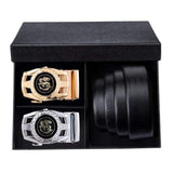 Natty Records Store Men's Accessories KD-2208-2210-DEA / 140cm Fashion Genuine Leather Automatic Buckle Belt