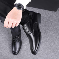 Natty Records Store Men's Shoes ROXDIA Men's PU Leather Pointed Toe Dress Shoes