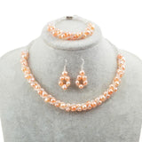 Natty Records Store Necklace Set Orange pink / 45cm Beautiful Freshwater Pearl Jewelry Sets