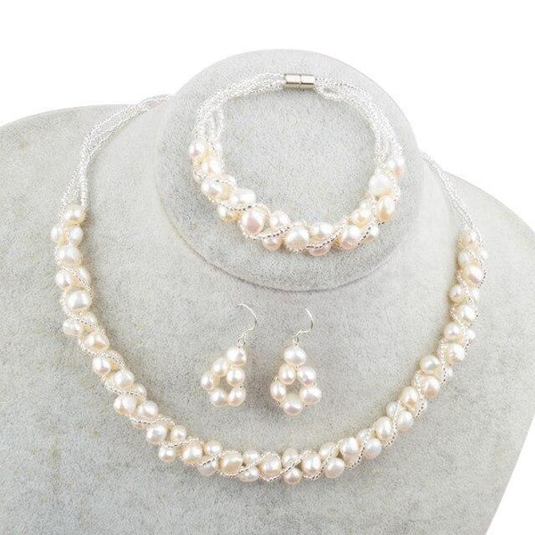 Natty Records Store Necklace Set White / 45cm Beautiful Freshwater Pearl Jewelry Sets