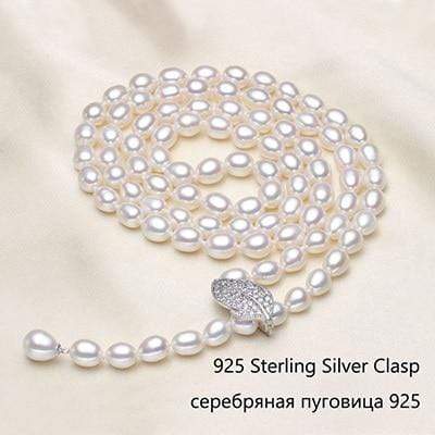 Natty Records Store Necklaces 925 Silver / 7-8mm / 90cm Cultured Natural Freshwater Pearl Necklace