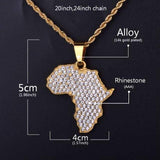 Natty Records Store Necklaces gold color / 20inch Rope chain / United States, 20inch Africa Map Pendant Necklace