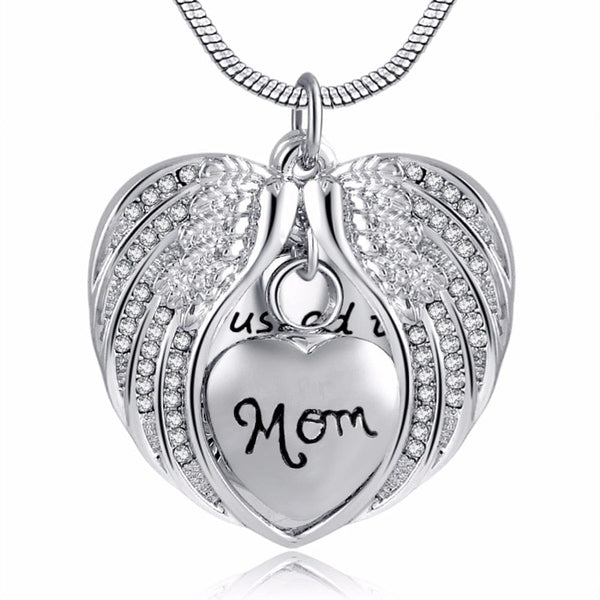 Natty Records Store Urn Necklace Angel Wing Cremation Ashes Urn Necklace