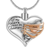 Natty Records Store Urn Necklace Aunt A Piece of my Heart Two Tone Urn Pendant Necklace
