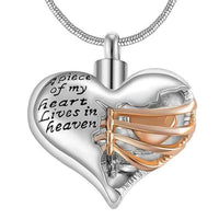 Natty Records Store Urn Necklace Blank A Piece of my Heart Two Tone Urn Pendant Necklace