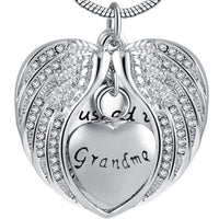Natty Records Store Urn Necklace Grandma Angel Wing Cremation Ashes Urn Necklace