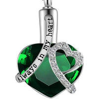 Natty Records Store Urn Necklace Green Always in my Heart Birthstone Urn Pendant Necklace