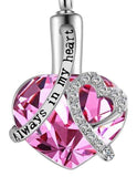Natty Records Store Urn Necklace Pink SalaWendy Always in my Heart Birthstone Urn Pendant Necklace