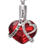 Natty Records Store Urn Necklace Red Always in my Heart Birthstone Urn Pendant Necklace