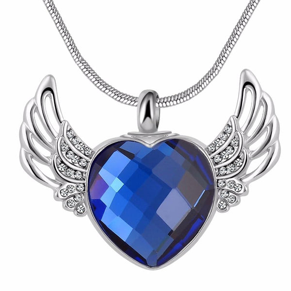 Natty Records Store Urn Necklace SalaWendy Birthstone Angel Wing Urn Pendant Necklace