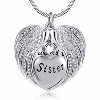 Natty Records Store Urn Necklace Sister Angel Wing Cremation Ashes Urn Necklace