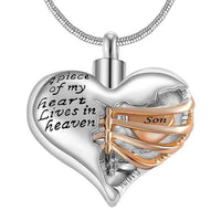Natty Records Store Urn Necklace Son A Piece of my Heart Two Tone Urn Pendant Necklace