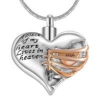 Natty Records Store Urn Necklace Wife A Piece of my Heart Two Tone Urn Pendant Necklace