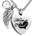 Natty Records Store Urns April Heart of Hearts Angel Wing Birthstone Urn Necklace