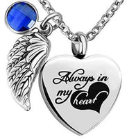 Natty Records Store Urns December Heart of Hearts Angel Wing Birthstone Urn Necklace