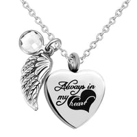 Natty Records Store Urns Heart of Hearts Angel Wing Birthstone Urn Necklace