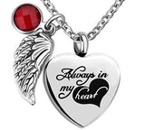 Natty Records Store Urns July Heart of Hearts Angel Wing Birthstone Urn Necklace