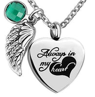 Natty Records Store Urns May Heart of Hearts Angel Wing Birthstone Urn Necklace