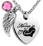 Natty Records Store Urns October Heart of Hearts Angel Wing Birthstone Urn Necklace