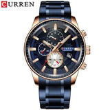 Natty Records Store Watches blue / China CURREN Stainless Steel Luxury Multi-function Chronograph Quartz Watch