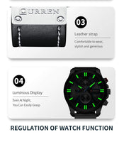 Natty Records Store Watches CURREN Chronograph Quartz Clock Leather Watch