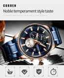 Natty Records Store Watches CURREN Stainless Steel Luxury Multi-function Chronograph Quartz Watch