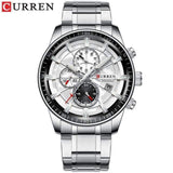 Natty Records Store Watches silver / China CURREN Stainless Steel Luxury Multi-function Chronograph Quartz Watch