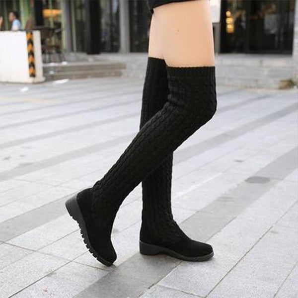 Natty Records Store Women's Boots Black / 7 / China Women's Fashion Over The Knee Warm Boots