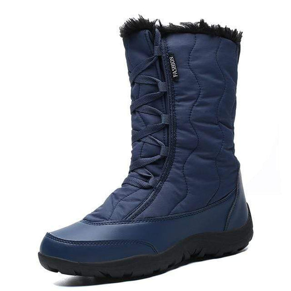 Natty Records Store Women's Boots Blue / 37 / China Women's Mid-Calf Waterproof  Warm Faux Fur Lined Boots
