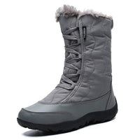 Natty Records Store Women's Boots Grey / 42 / China Women's Mid-Calf Waterproof  Warm Faux Fur Lined Boots